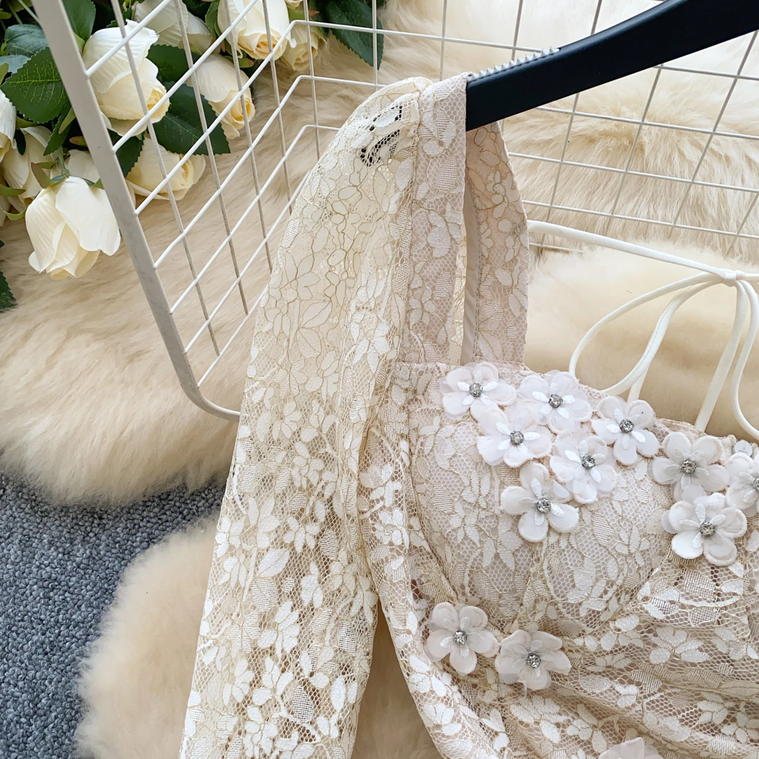 セクシーでシックな長袖スクエアネック花柄ドレスイブニングパーティーファッション秋ドレス女性服