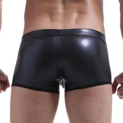 Sexy Stretch Briefs Faux Leather Wet-Look Underwear Swimwear Peni Bulge Pouch Shorts Scrotum Panties Man Knickers