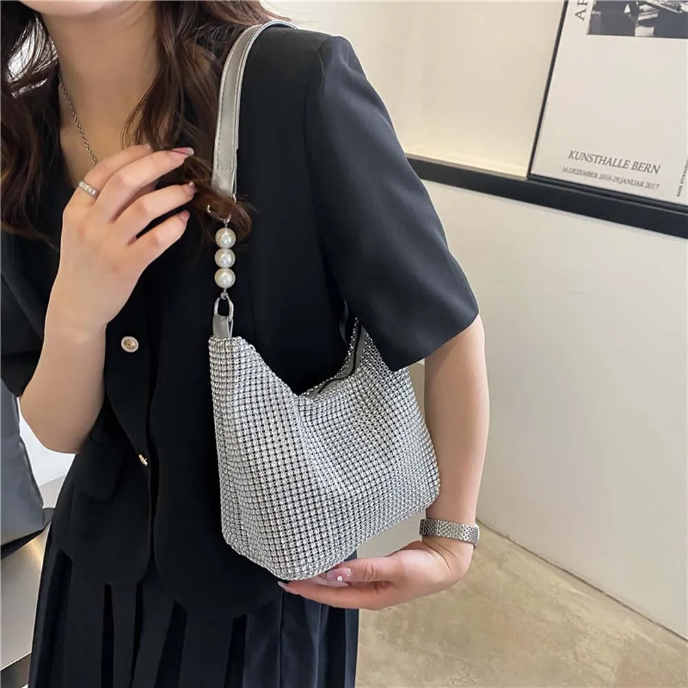 Women INS Fashion Rhinestone Square Bag Ladies Messenger Bag Designer Pearl Chain Shoulder Corssbody Bags Сумка Женская Багет