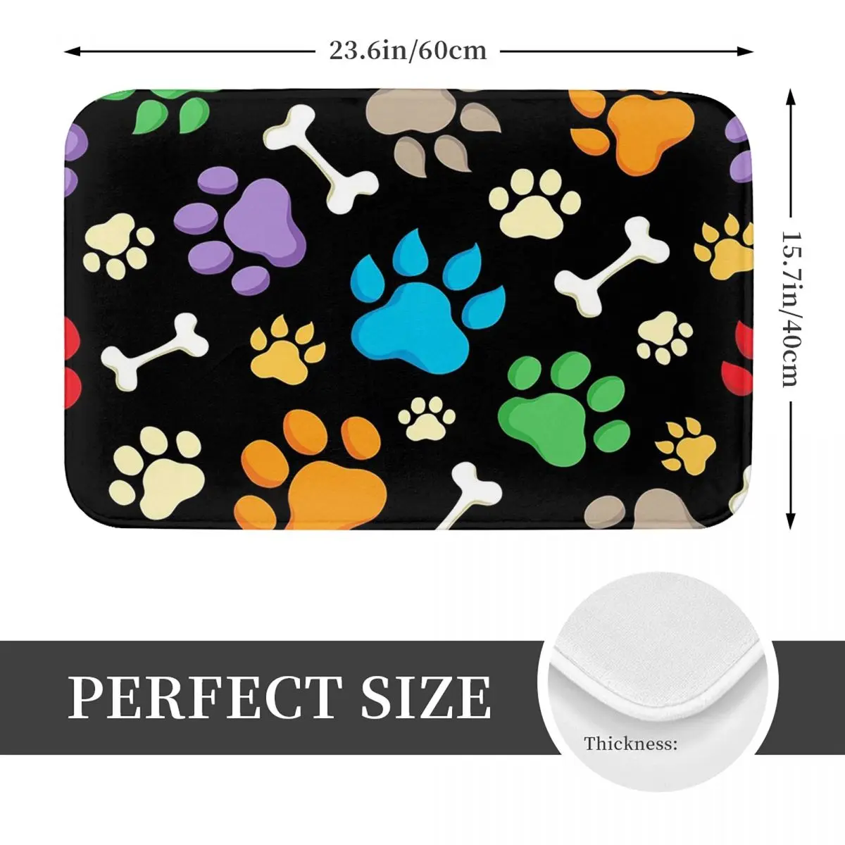 Colorful Dog Paw And Bones Print Doormat Kitchen Entrance Home Floor Mat Anti-slip Carpet Rug for Balcony Footpad Mats