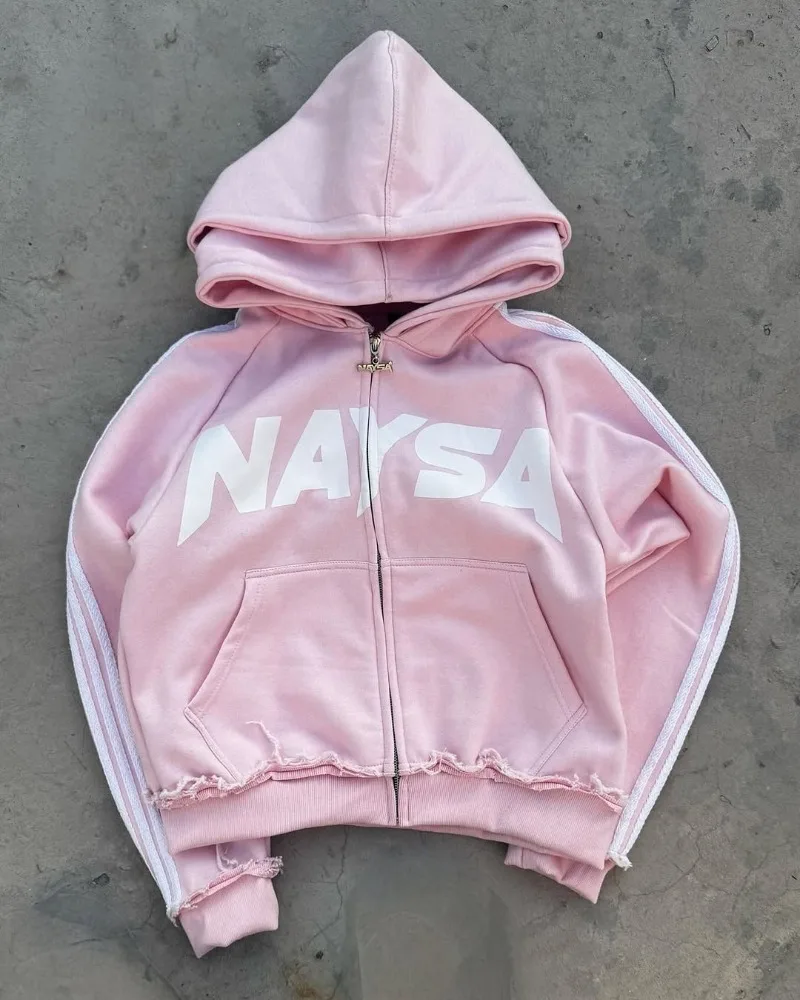 

Trendy Brand Goth Hip-hop Letter Printing Fashionable Loose Casual Clothing for Women Y2k Versatile Oversized Zipper Hoodie Men