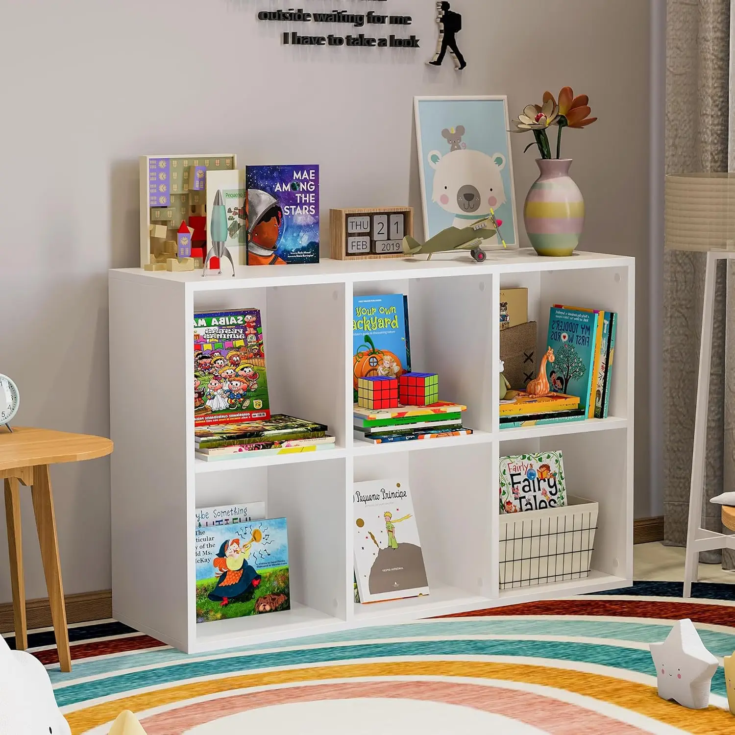 

Белый органайзер для хранения книжной полки на 6 кубов | Открытый стеллаж Cubby с очень толстыми краями — компактный деревянный, по индивидуальному заказу