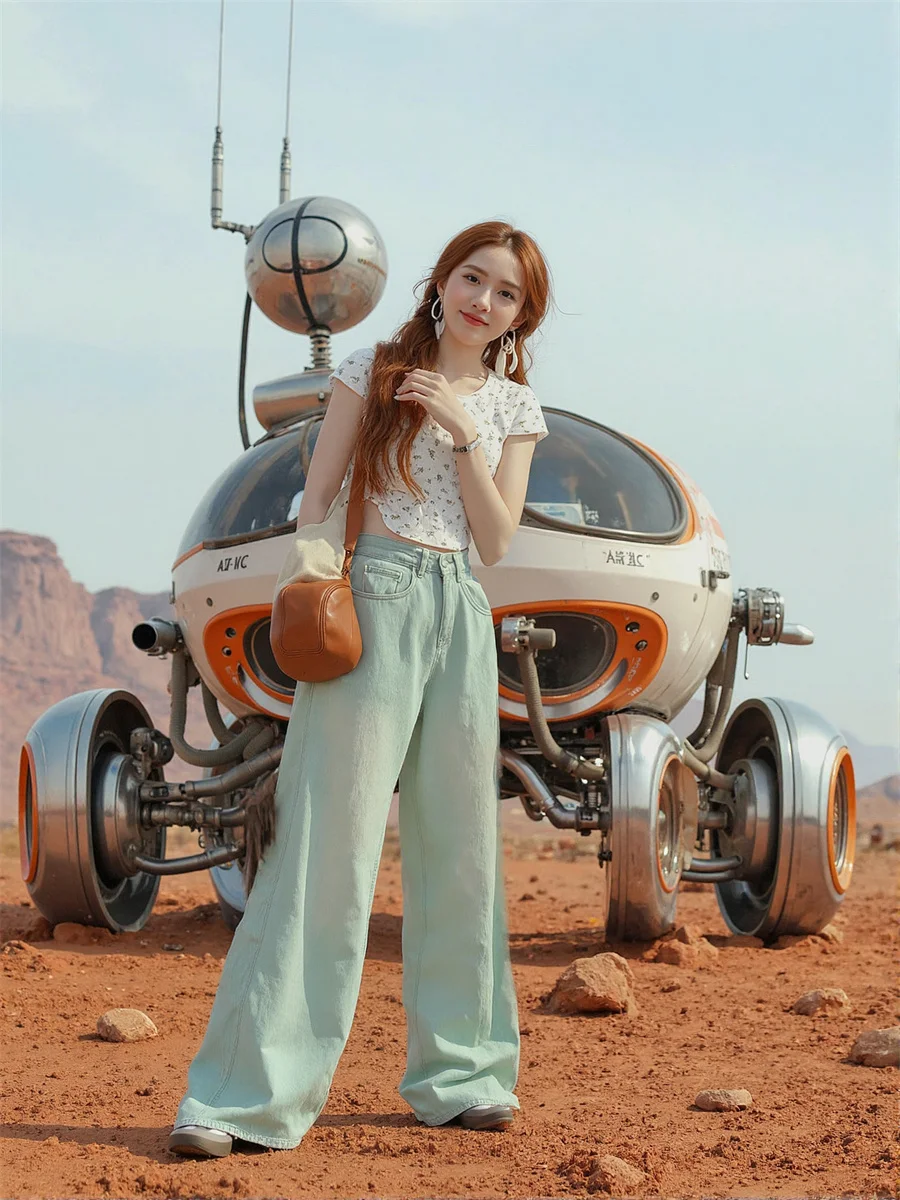 Damskie szerokie jeansy z efektem zniszczenia, elastyczne, zapinane na zamek, spodnie z przetarciami, plisowane, typu barrel, szykowne, modne ubrania z kieszeniami.