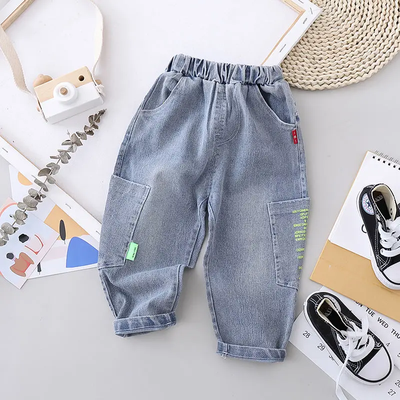 2022 Children\'S Clothing New Children Pants Boys girls denim jeans Holes Jeans Spring And Autumn Cotton Baby Kids Children Pants