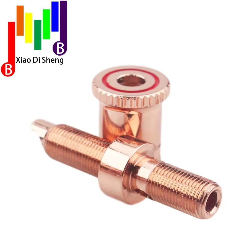 4 pçs alta fidelidade diy real vermelho cobre eletrônico banana plug fêmea soquete alto-falante terminal ligação pós conector amplificador terminal