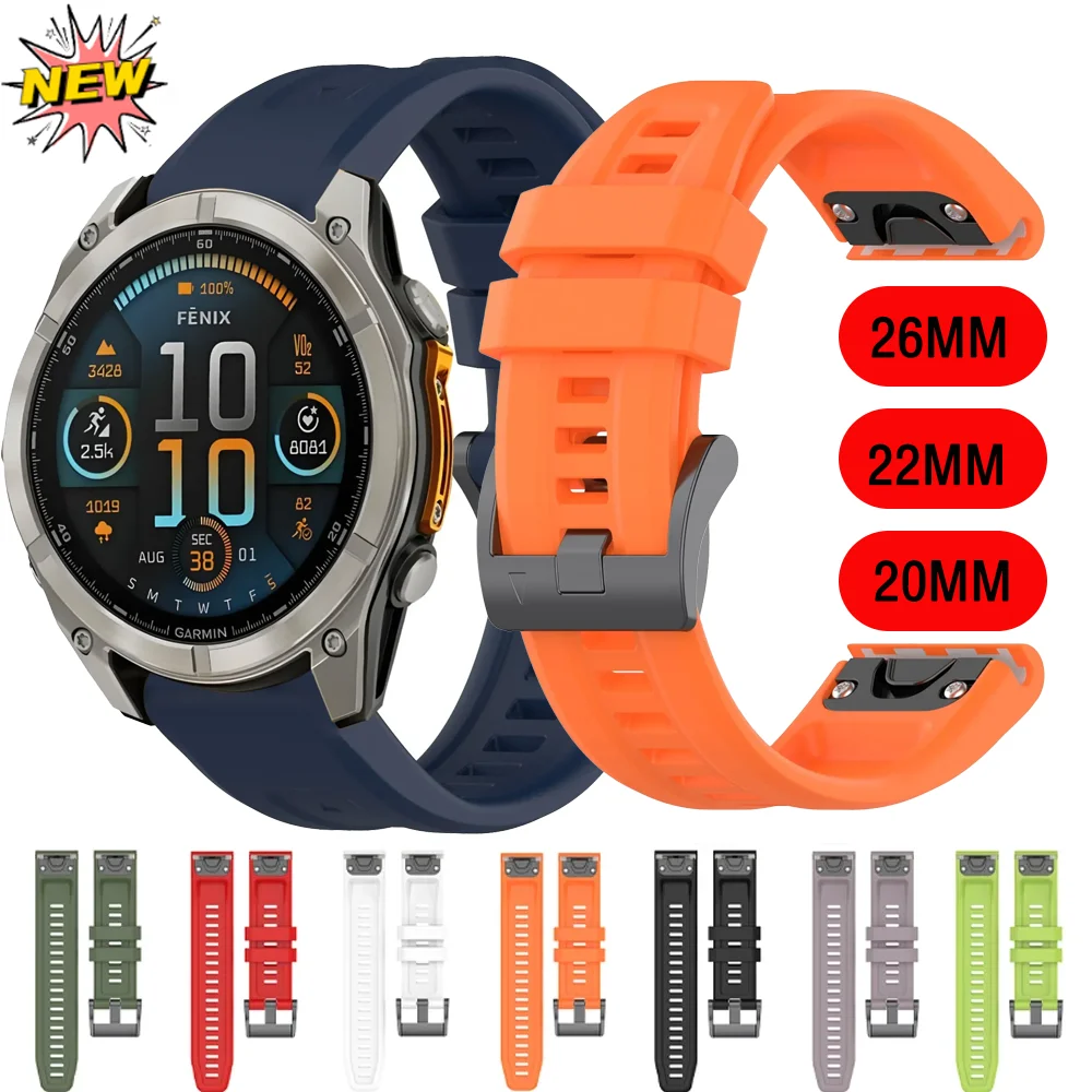 Quick Fit 20/22/26mm Silikonarmband für Garmin 970 965 Fenix 8/Tactix 8 Quatix 8 51/47/43mm Armband Amazfit T-Rex Ultra 2 51mm