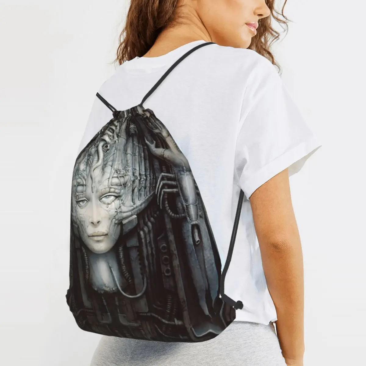 Hr Giger - Li - Painting Backpacks Fashion Drawstring Bags Sundries Bag Book Bags for Man Woman Students