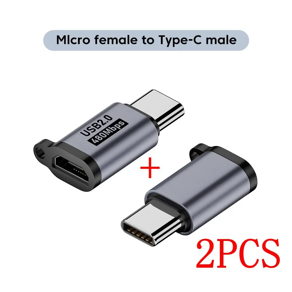 Adaptador Micro USB macho a USB tipo c hembra tipo C, convertidor IOS hembra a tipo C macho, Conector de carga rápida de datos de 480Mbps, 2 piezas