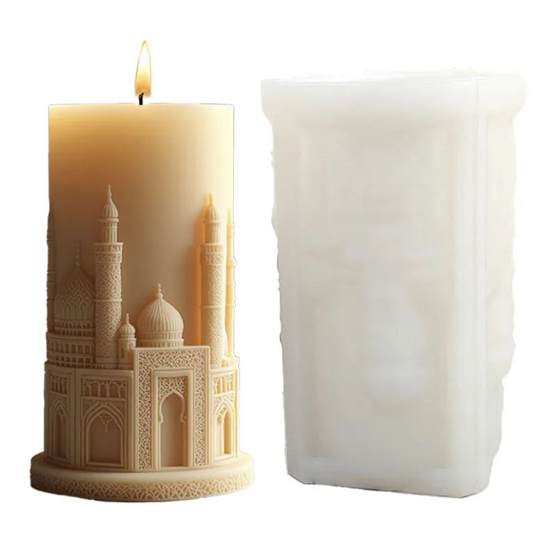 【Exotic Temple】Taj Mahal Architectural Candle Silicone Mold, Finely Carved Dome Arch, DIY Aromatherapy Mold, High-Temperature Resistant Demoulding Tool
