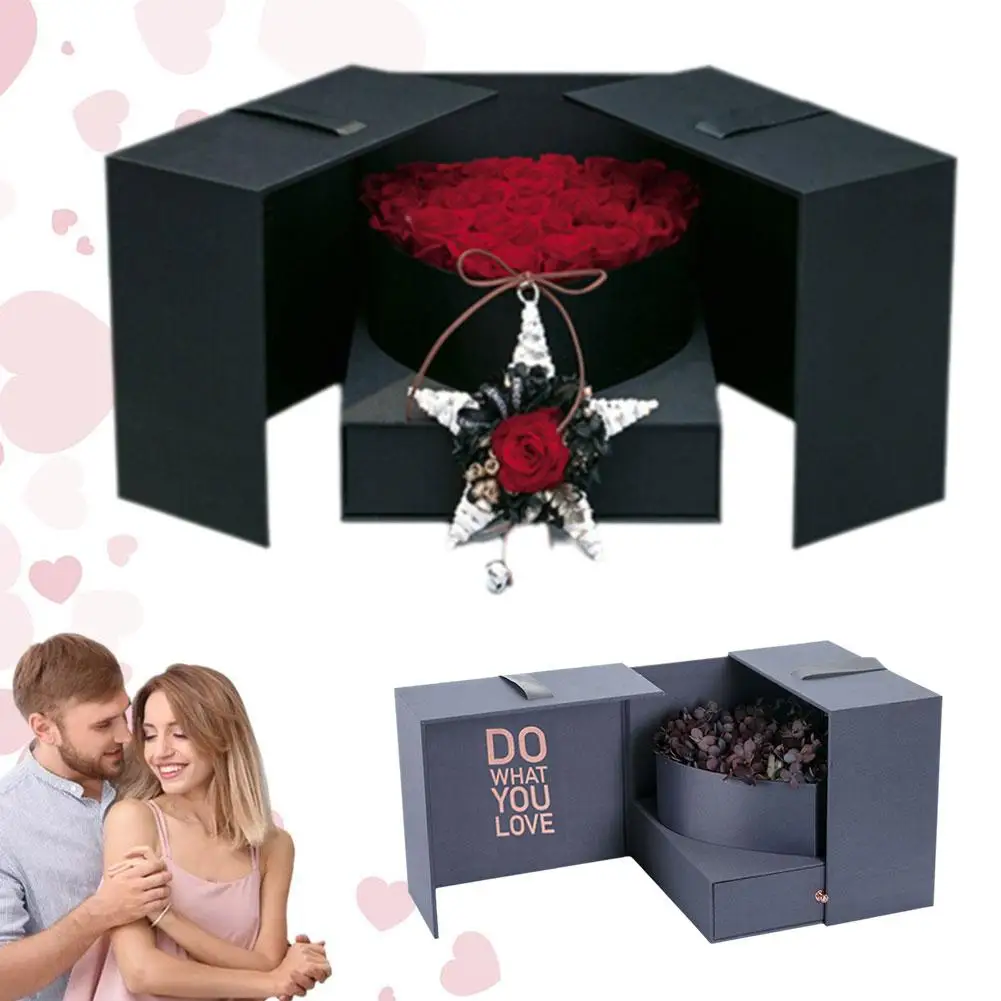 Dia dos namorados high-end caixa de armazenamento de presente caixa de flores frescas embalagem caixa de presente em camadas presente porta dupla armazenamento amante g3j3