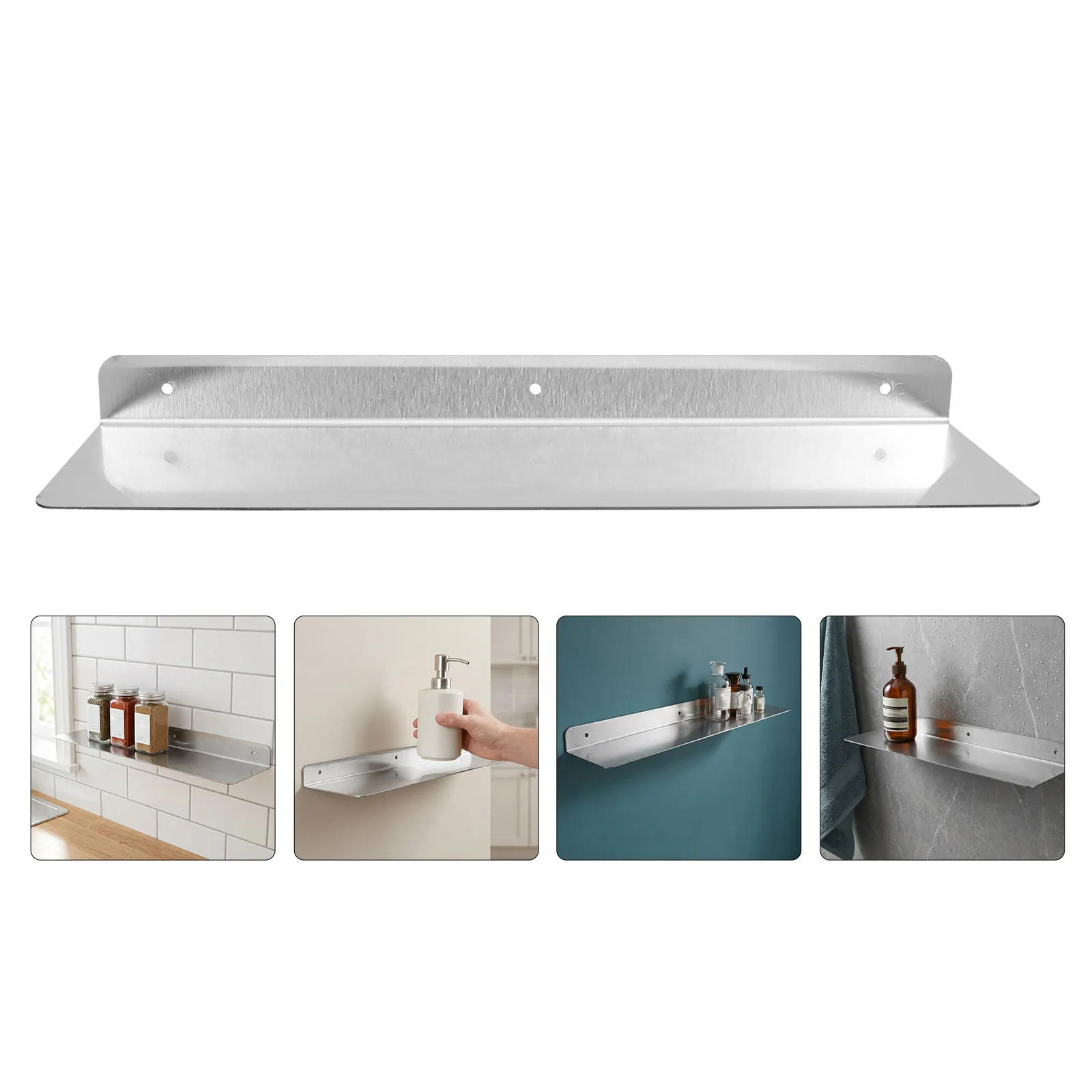 Floating Storage Rack Stainless Steel Wall Mounted Metal Shelf Space Saving Bathroom Hanging Organizer Indoor Plant Rack