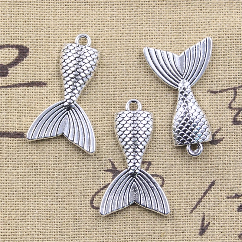 10szt Charms ogon syreny 31x19mm Antique srebrny kolor zawieszki DIY rzemiosło dokonywanie ustalenia Handmade tybetański biżuteria
