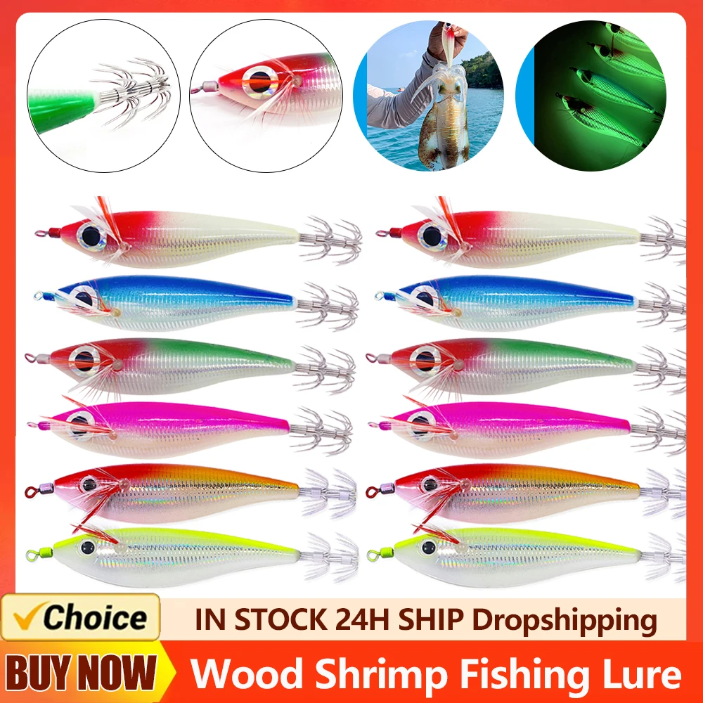 Esche da pesca luminose 10cm 10g esche da pesca per calamari fluorescenti crescono al buio simulazione accessori per la pesca in acqua salata