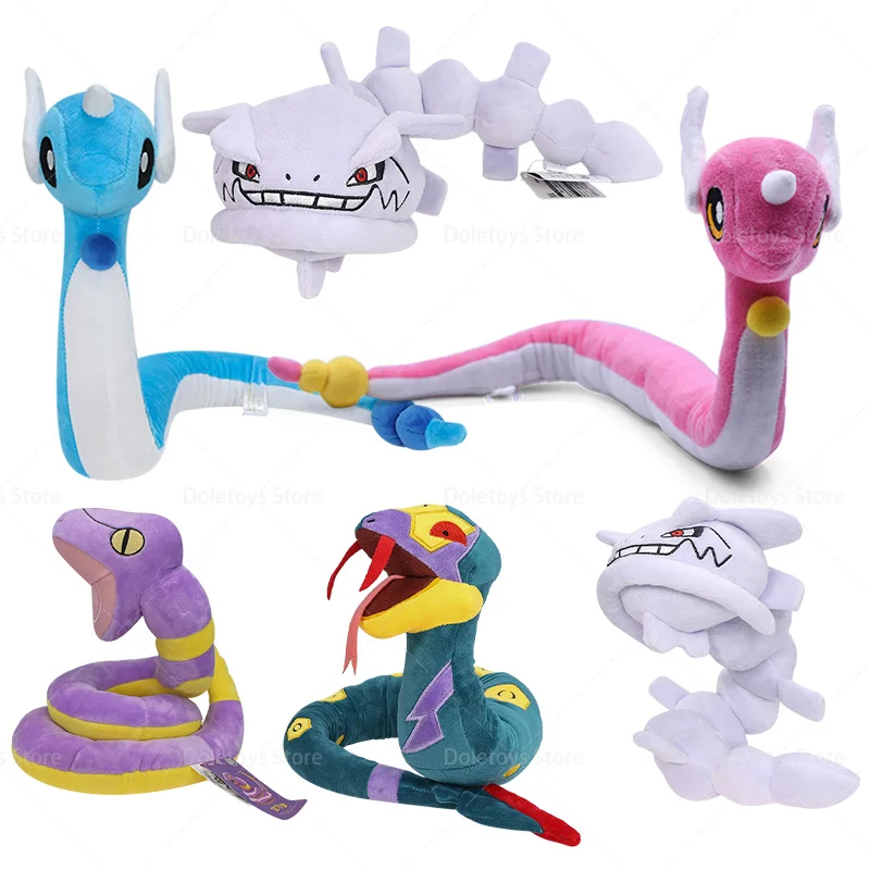 Anime Blue Pink Dragonair Plush Toys Cute Seviper Steelix Ekans Soft Anime Stuffed Peluche Dolls Kids Christmas Gifts Ornament