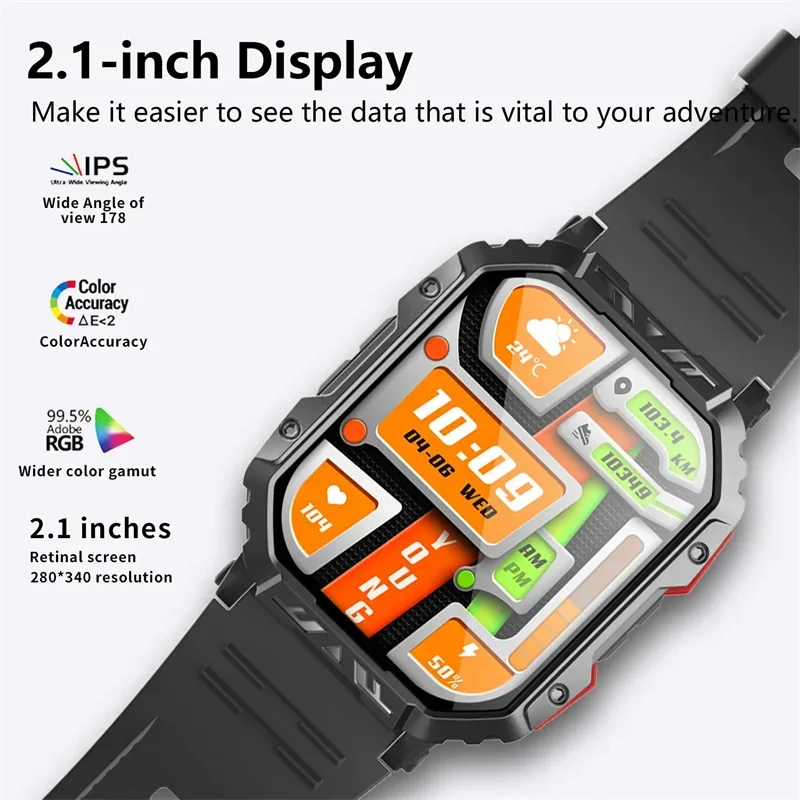 F407 Premium Men's Smart Watch - Bluetooth Calling, 2.1inch HD Large Screen, Health Monitoring, Sport Fitness Tracker.