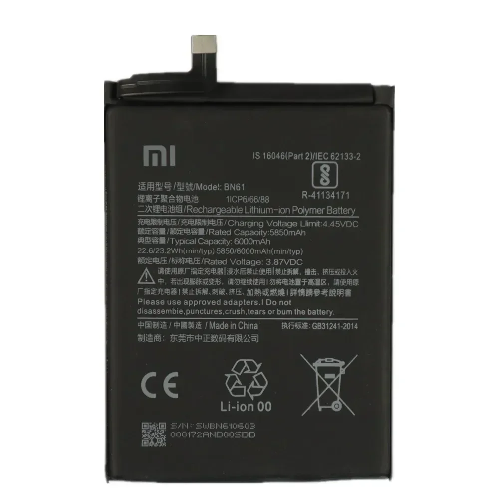 2025 Years High Quality Original Battery BN61 For Xiaomi Poco X3 Pocophone X3 PocoX3 6000mAh Replacement Battery Fast Shipping