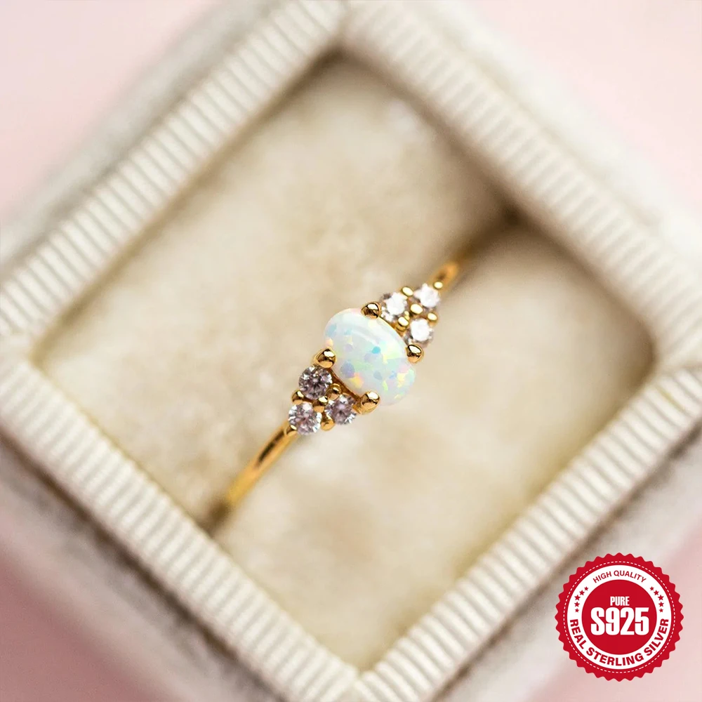 Qiao cincin Opal api alami indah untuk wanita 925 perak mewah Oval pernikahan pertunangan cincin ulang tahun hadiah ulang tahun perhiasan