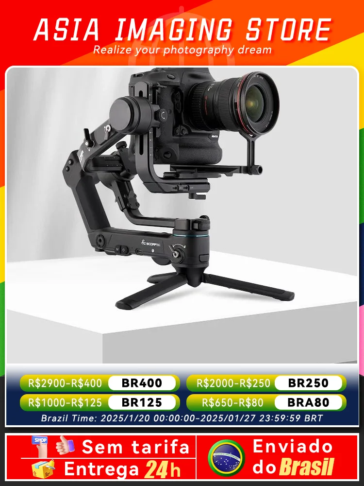 【 Do Brasil 】 FeiyuTech SCORP Pro Official 3-Axis Camera Gimbal Stabilizer for DSLR Mirrorless Sony ZVE10 Canon Nikon Fujifilm