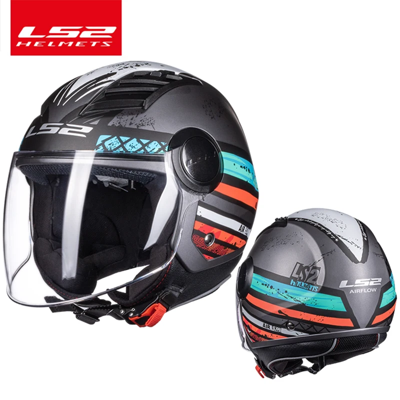 LS2 airflow motorcycle helmet 3/4 open face summer jet scooter half face motorbike helm capacete casco LS2 OF562 vespa helmets