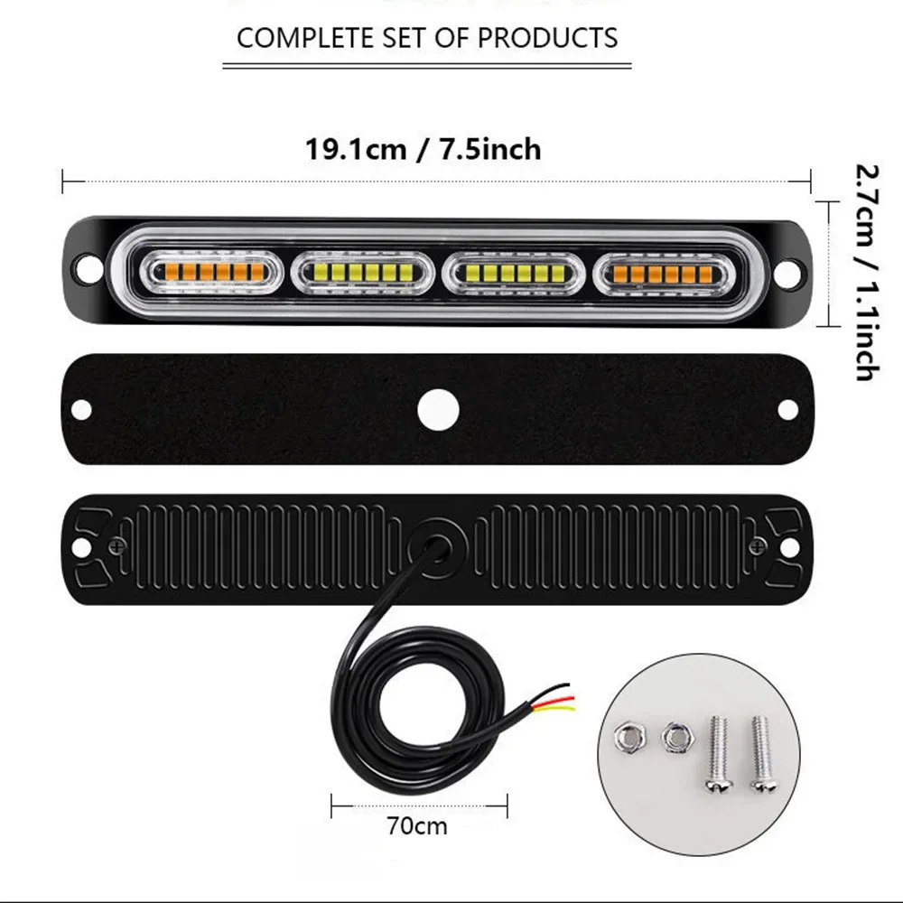 24 Led Strobe Warning Light Ultra Thin Truck Strobe Grille Lightbar Car Beacon Lamp Amber Traffic Signal Light Car Taillight