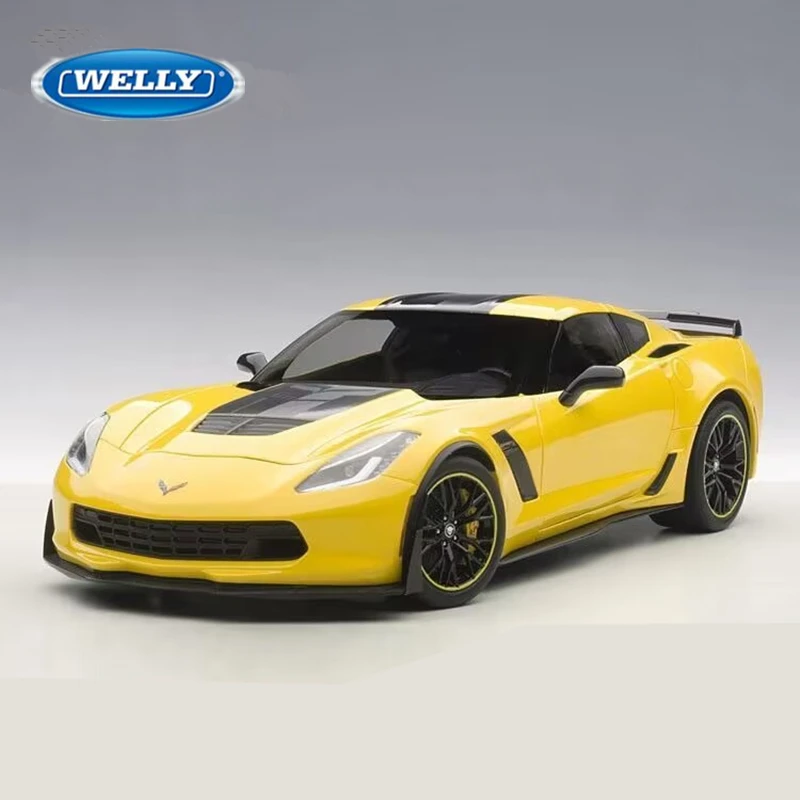 WELLY-Chevrolet Corvette Z06, Voiture de sport en alliage moulé sous pression, Modèle de voiture de course, Simulation élevée, Collection de cadeaux, 1:24