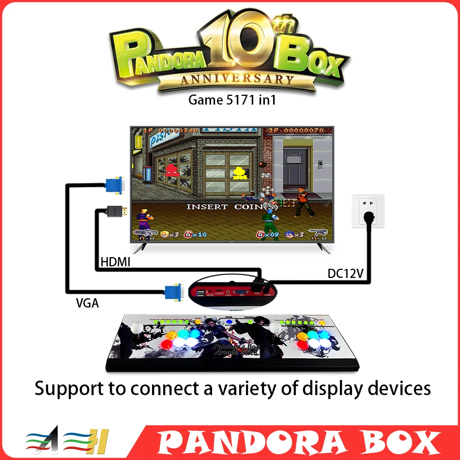 

NEW 5116 in 1 Pandora Box 10th 3D WIFI Retro Arcade Game Console Cabinet Bartop 8 Way Joysticks Push Buttons Support Down Games