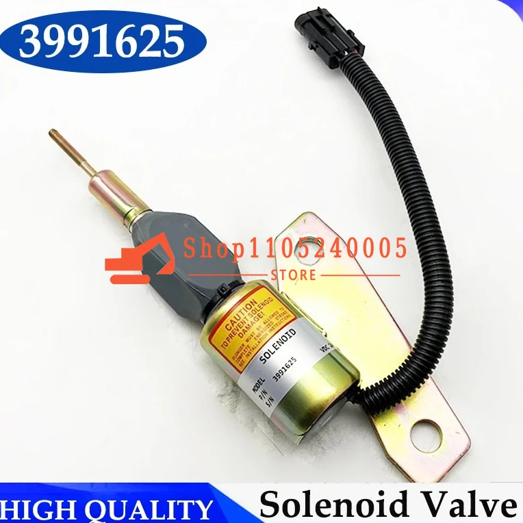 24V 5267132 Fuel Shut Off Solenoid Valve 3991625 for 6BT 5.9L Engine Excavator R200-5 R210-7