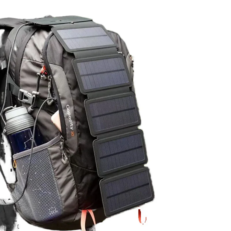 On-the-Go 50W Foldable Solar Charger Dual USB Ports Portable Solar Panel for Backpack Travel Outdoor Hiking Camping Emergency