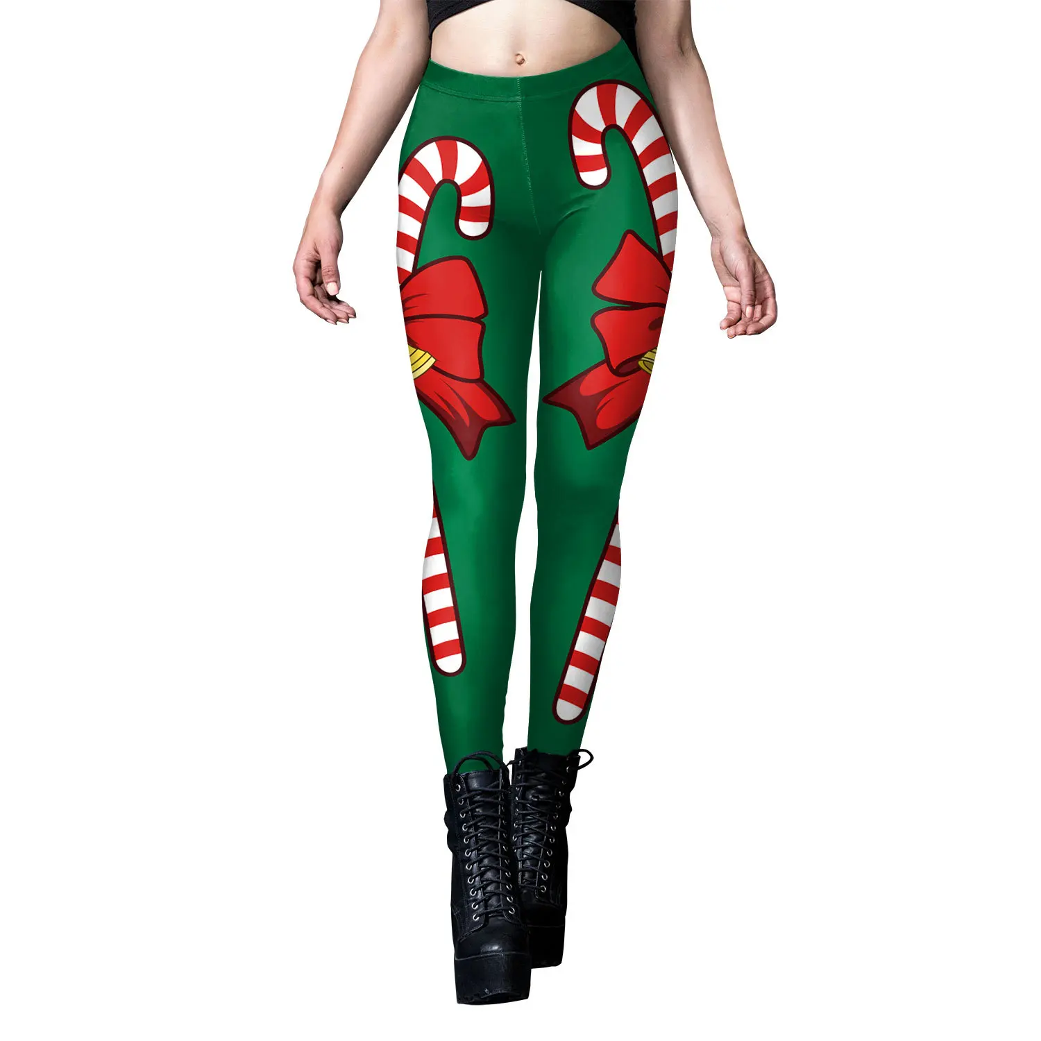 Christmas Leggings Women Bell Belt Plus Size Leggins Stripe Winter Elastic Legging New Year