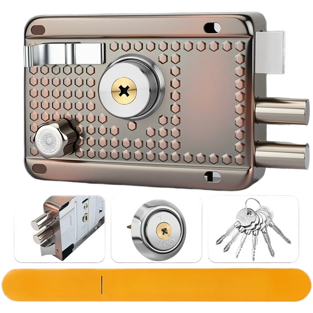 Antique For SURFACE Mount Mortise Security Door Lock Iron Body for cross Key Cylinder for Wood Garage Doors Zinc Copper Heads