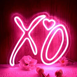 XO Heart Neon Signs Light, For Wall Decor,LED Signs For Bedroom, Love Signs Wedding Logo Wall Hanging Neon Decor