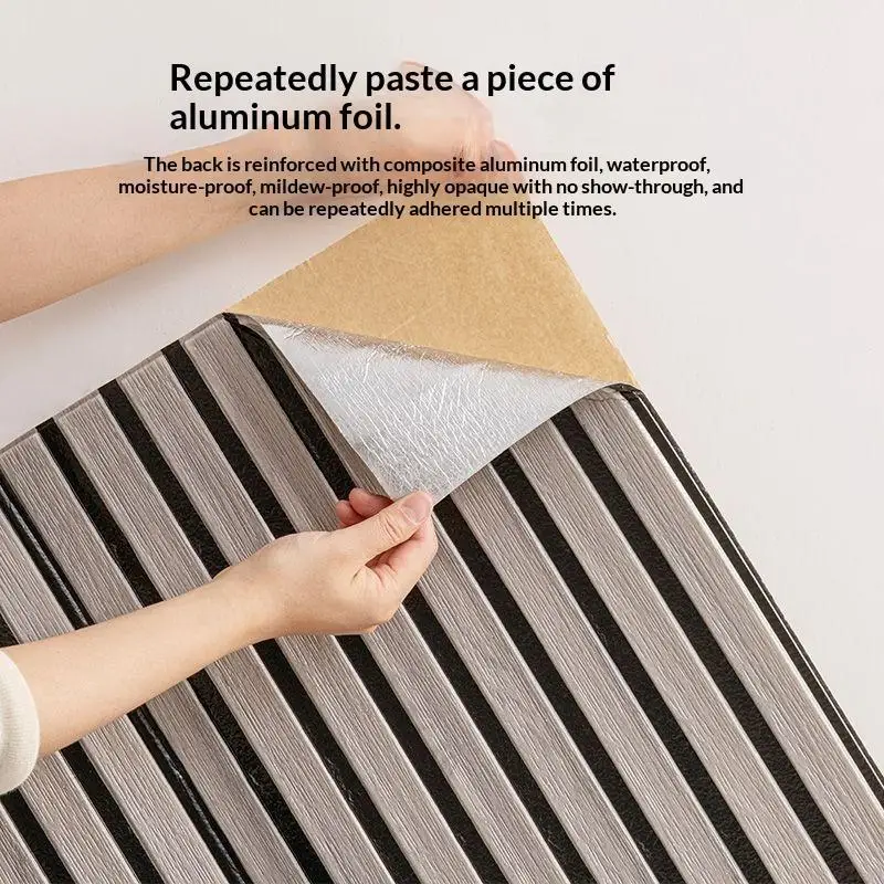 3D Wood Slat Wall Panels Scratch Resistant Self Adhesive Sound Absorbing for Dining Room Villa Home Decoration
