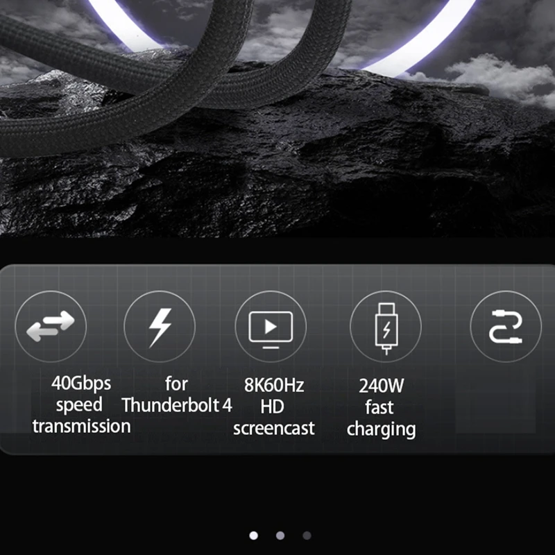 高速充電USB-Cデータケーブル,thunderbolt 4, 40gbps,8k60hz,usbタイプcからtype c,pd240w,iphone 15