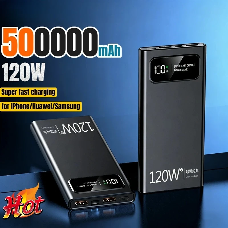 ROMOSS 500000mAh Power Bank LED Digital Display 120W High Capacity Super Fast Charging Portable External Battery For IPhone New