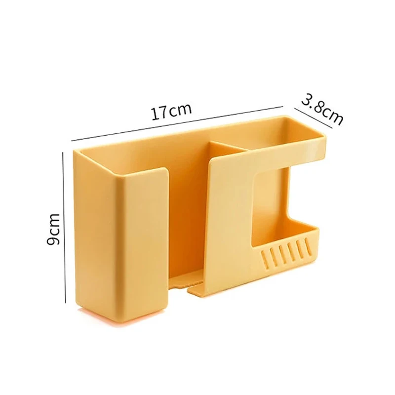 2 In 1 Punch Free Wall Mounted Organizer Remote Control Storage Box Mobile Phone Plug Wall Holder Charging Multifunction Hook