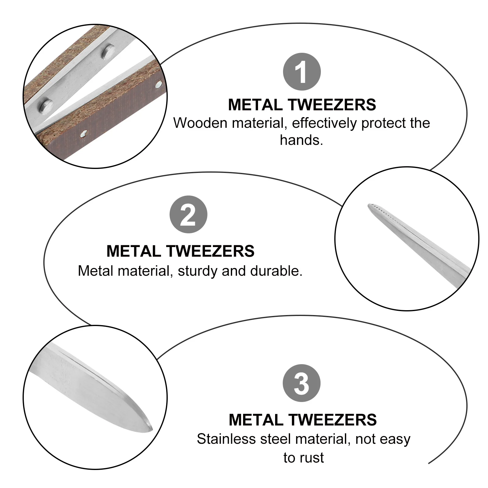 

2Pcs Insulated Solder Tweezers Stainless Steel Wooden Grip Curved Straight Precision Clamping Tool for Electronics Jewelry
