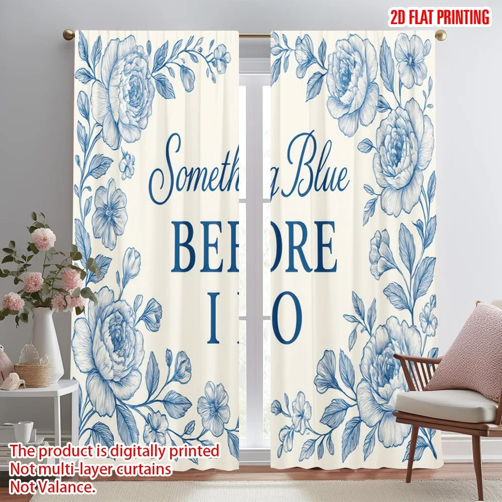 

2D flat printing 2pcs Curtain Wedding Floral Frame Digital Printed Polyester Drapes Birthday Party Perfect for Holiday Party