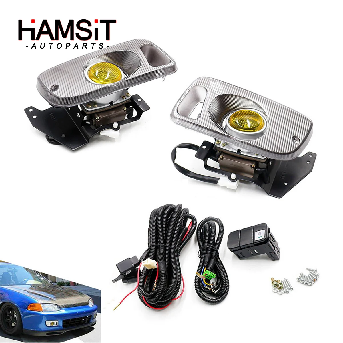 

Hamsit Front Fog Lamps For Honda Civic 1992-1995 12V 3000-3500K H3