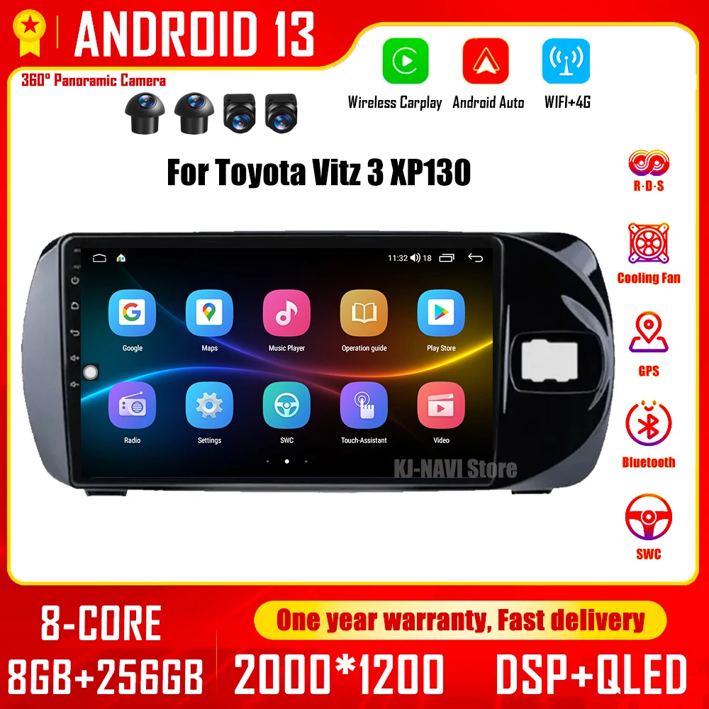 

Android 13 For Toyota Vitz 3 XP130 2014 - 2019 Car Radio Navigation GPS Carplay Multimedia Video Player Stereo No 2din DVD WIFI