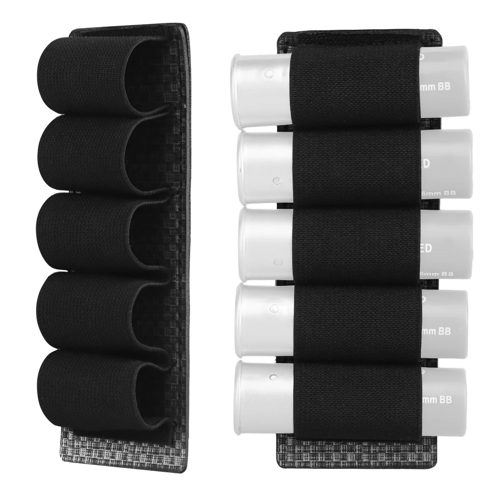 

5 Rounds Molle Shell Holder for Shotgun Cartridge Ammo 12 Gauge Shell Carrier Elastic Bullet Carrier Holster, with Molle Strap