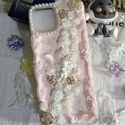 Cream Glue Mobile Phone Case Handmade Finished Product Retro Baroque Style Pink Suitable For Any Models