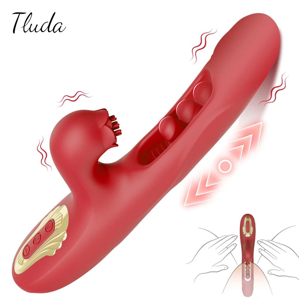 Telescopic Vagina Rabbit Vibrator for Women G-Spot Clit Stimulator Dildo Vibrator Female Masturbation Adult Sex Toy for Women