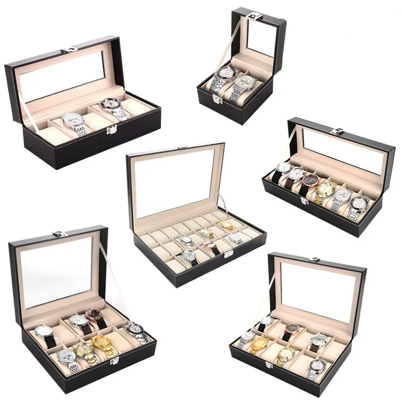 Pu Leather Watch Organizer Storage Boxes for Travel Watches Glass Case Display Multi-Purpose Storage Box for Watch and Jewelry