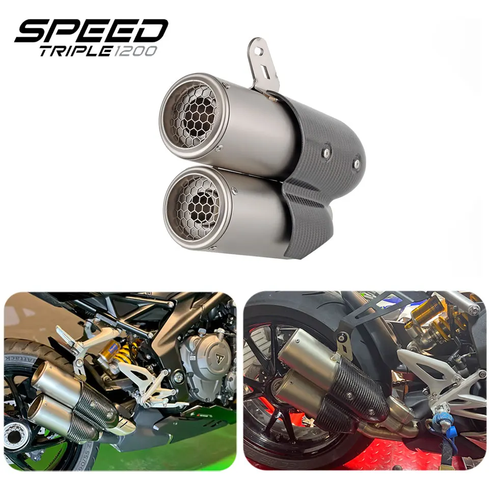 

Motorcycle exhaust Muffler For Triumph Speed Triple 1200 RS /RR 2021 2022 2023 2024 1200 RR muffler with carbon fiber cover