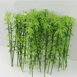10pcs Plastic Miniature Bamboo Tree Small Simulated Sand Table Model Reusable Fake Micro Landscape Building Toys