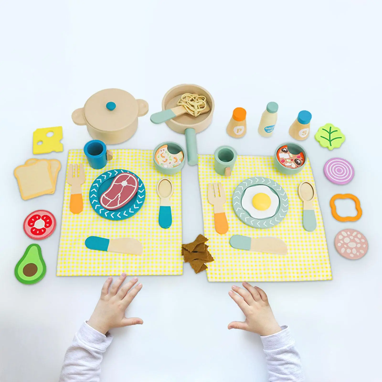 Juego de vajilla de madera para niños, accesorios de cocina, juego de comida, Platos y platos