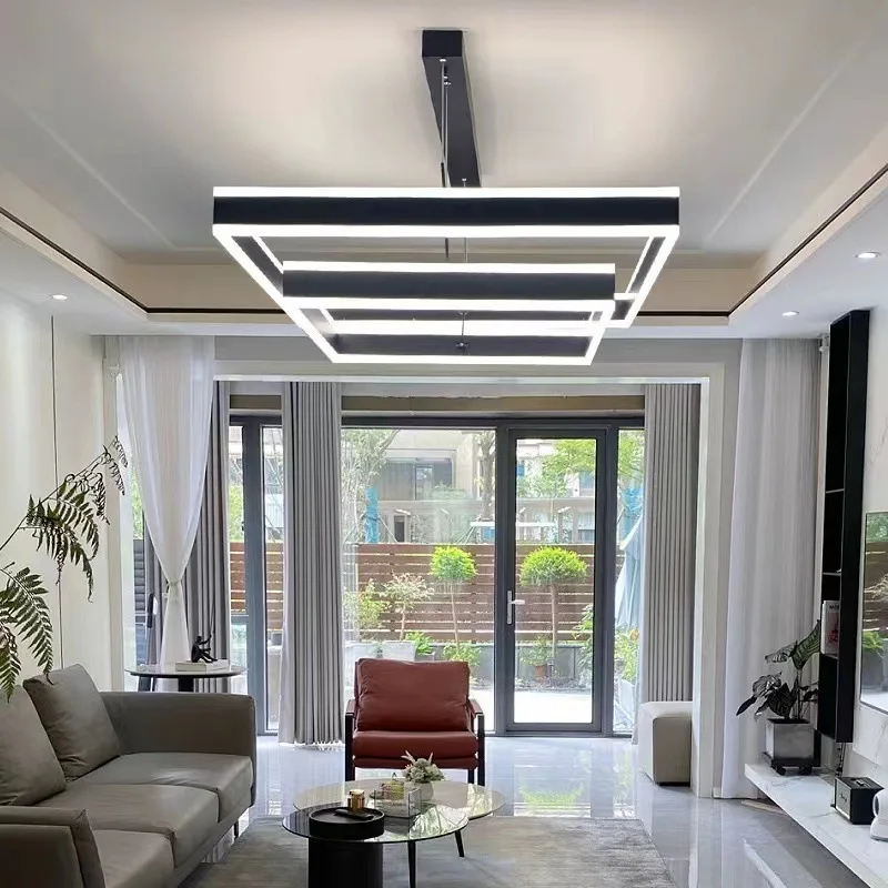 New Living Room Light Modern Simple Square Frame Atmosphere Living Room Main Light