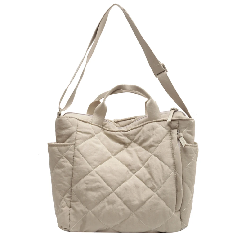 Bolso de mensajero acolchado de gran capacidad para mujer, bolsos de celosía rómbica, Color sólido, moda informal para compras callejeras, Otoño e Invierno