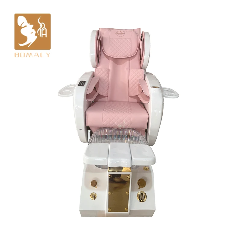 

New pink Pedicure Chair Is Elegant, Beautiful and Professional Salon Furniture with a Foot Bath Basin