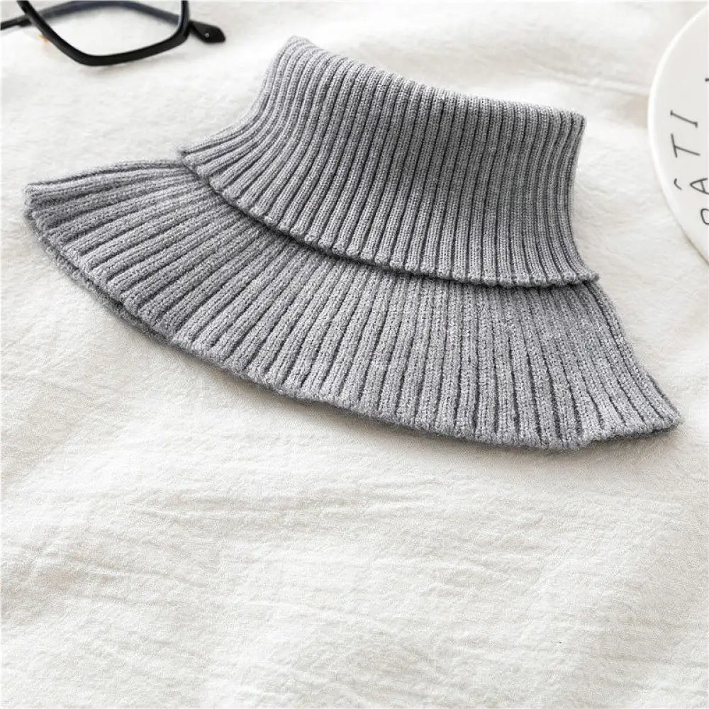 Winter Thermal Knitted Neck Gaiter For Women High Elastic Fake Collar Scarf Stretchy Headband Wrap Comfortable Neck Guard